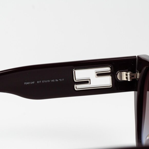 Fendi BAGUETTE Men Sunglasses Square Matte Brown Gradient Bordeaux  FE40124F 81T - Picture 9 of 12